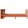 Lit bibliothèque sans matelas cire marron 90x200 cm pin massif 