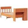 Lit bibliothèque sans matelas cire marron 90x200 cm pin massif 