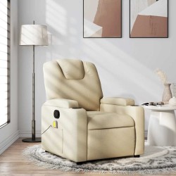 Fauteuil de massage inclinable Crème Tissu 