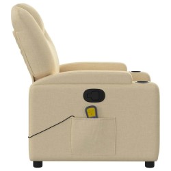 Fauteuil de massage inclinable Crème Tissu 