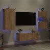 Unités murales TV avec LED 5 pcs chêne sonoma bois d'ingénierie 