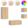 Unités murales TV avec LED 5 pcs chêne sonoma bois d'ingénierie 