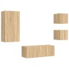Unités murales TV avec LED 5 pcs chêne sonoma bois d'ingénierie 