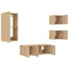 Unités murales TV avec LED 5 pcs chêne sonoma bois d'ingénierie 