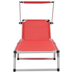 Chaises longues pliables et toit lot de 2 Aluminium textilène 