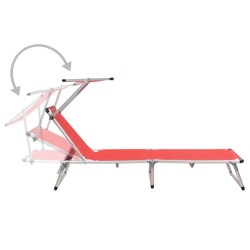 Chaises longues pliables et toit lot de 2 Aluminium textilène 