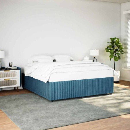 Cadre de lit sans matelas bleu 200x200 cm velours 