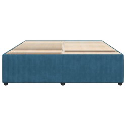 Cadre de lit sans matelas bleu 200x200 cm velours 