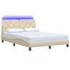 Cadre de lit avec LED sans matelas crème 120x200 cm tissu 