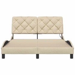 Cadre de lit avec LED sans matelas crème 120x200 cm tissu 