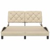 Cadre de lit avec LED sans matelas crème 120x200 cm tissu 