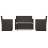 Mobilier d'extérieur 4 pcs avec coussins Résine tressée Noir 