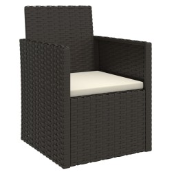 Mobilier d'extérieur 4 pcs avec coussins Résine tressée Noir 