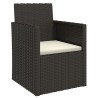 Mobilier d'extérieur 4 pcs avec coussins Résine tressée Noir 