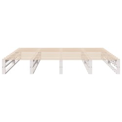 Cadre de lit sans matelas blanc 200x200 cm bois massif de pin 