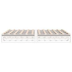 Cadre de lit sans matelas blanc 200x200 cm bois massif de pin 