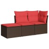 Salon de jardin avec coussins 3 pcs marron résine tressée 