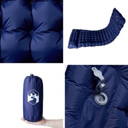 Matelas de camping autogonflant oreiller 1 personne bleu marine 