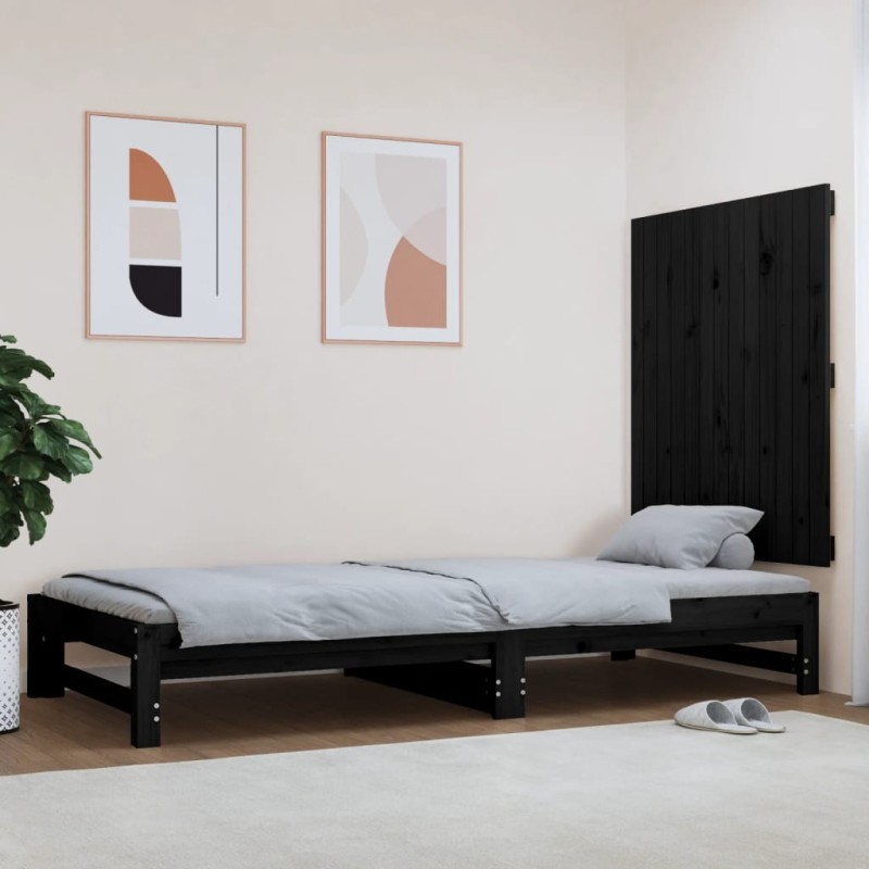 Tête de lit murale Noir 82,5x3x90 cm Bois massif de pin Tête de lit murale Noir 82,5x3x90 cm Bois massif de pin