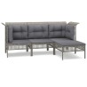 Salon de jardin 4 pcs avec coussins Gris Résine tressée 