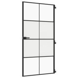Porte intérieure mince noir verre trempé aluminium 