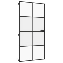 Porte intérieure mince noir verre trempé aluminium 
