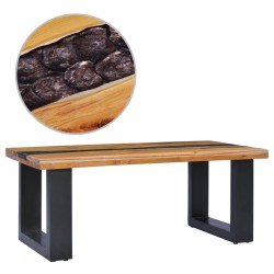 Table basse 100x50x40 cm Bois de teck massif et polyrésine 