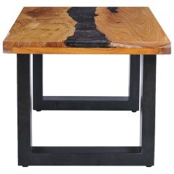 Table basse 100x50x40 cm Bois de teck massif et polyrésine 