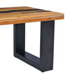 Table basse 100x50x40 cm Bois de teck massif et polyrésine 