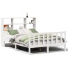 Lit bibliothèque sans matelas blanc 140x200 cm bois pin massif 