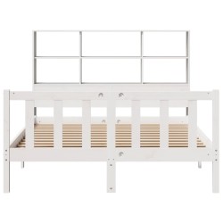 Lit bibliothèque sans matelas blanc 140x200 cm bois pin massif 