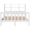 Lit bibliothèque sans matelas blanc 140x200 cm bois pin massif 
