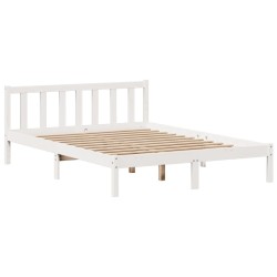 Lit bibliothèque sans matelas blanc 140x200 cm bois pin massif 