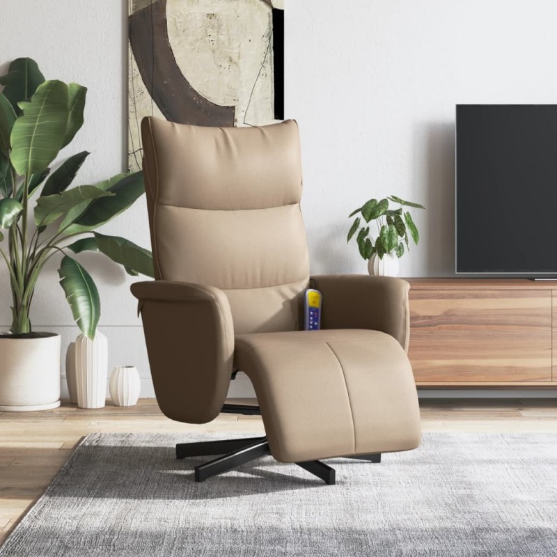 Fauteuil inclinable de massage repose-pieds cappuccino 