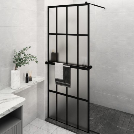 Paroi de douche avec étagère Noir 80x195 cm Verre ESG&Aluminium 