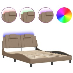 Cadre de lit avec LED sans matelas cappuccino 140x190 cm 