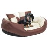 Coussin réversible lavable de chien Marron et crème 85x70x20 cm 