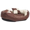 Coussin réversible lavable de chien Marron et crème 85x70x20 cm 