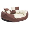 Coussin réversible lavable de chien Marron et crème 85x70x20 cm 