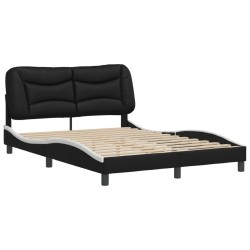 Cadre de lit sans matelas noir et blanc 140x200 cm similicuir 