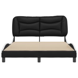 Cadre de lit sans matelas noir et blanc 140x200 cm similicuir 
