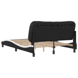 Cadre de lit sans matelas noir et blanc 140x200 cm similicuir 