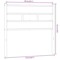 Tête de lit chêne fumé 107 cm fer et bois d'ingénierie 