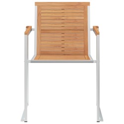 Chaises de jardin lot de 2 Bois teck solide et acier inoxydable 