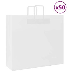 Sacs en papier 50 pcs avec poignées blanc 54x15x49 cm 