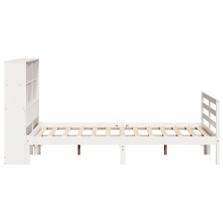 Lit bibliothèque sans matelas blanc 140x200 cm bois pin massif 