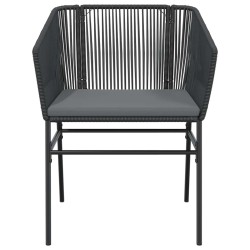 Ensemble à manger de jardin et coussins 3 pcs noir rotin verre 