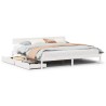Cadre de lit sans matelas blanc 200x200 cm bois massif de pin 