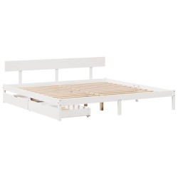Cadre de lit sans matelas blanc 200x200 cm bois massif de pin 