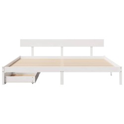 Cadre de lit sans matelas blanc 200x200 cm bois massif de pin 